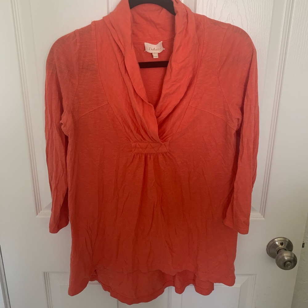 Anthropologie 3/4 length orange top